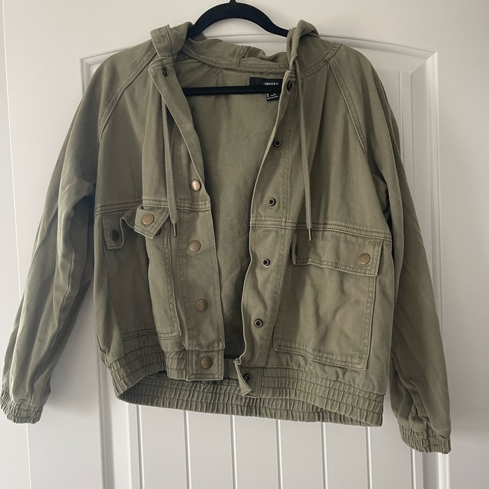 Forever 21 Khaki Hooded Jacket